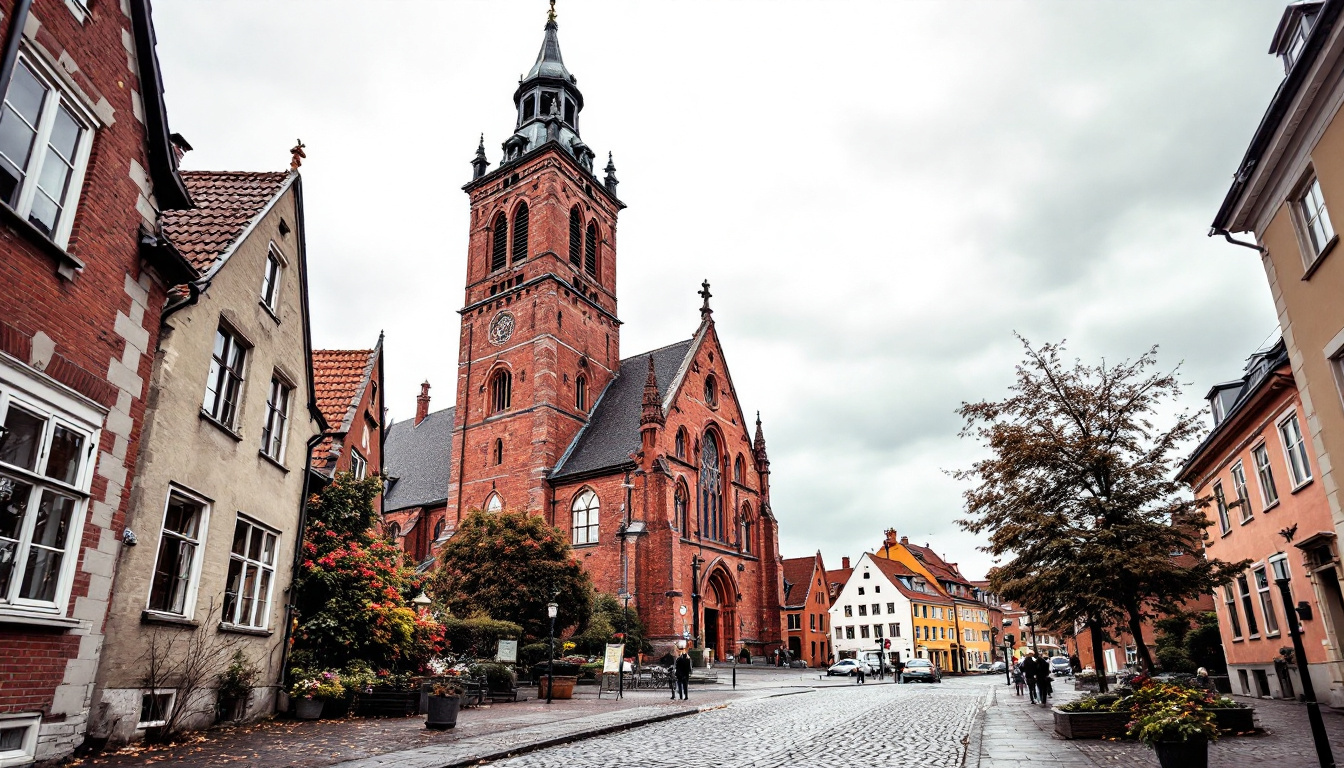 Backsteinkirche in einer Stadt in Schleswig-Holstein mit gotischem Turm